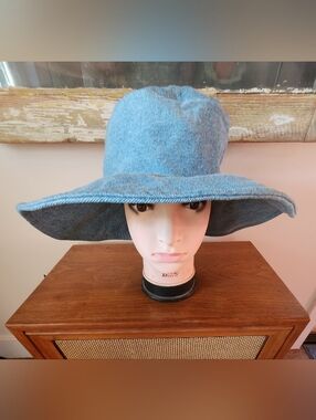 Charter Club Light Blue Denim Wide-Brim Hat